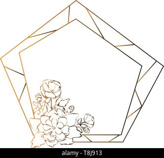 Pfingstrose frame, Blumen Zeichnung und Skizze mit Line-Kunst auf weißem Hintergrund. Stock Vektor