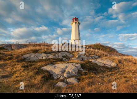 Kanada, Nova Scotia, Louisbourg Louisbourg, Leuchtturm, Dämmerung Stockfoto