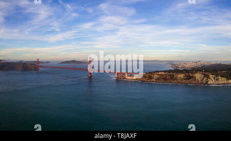 Luftaufnahme der Golden Gate Bridge in San Francisco, USA Stockfoto