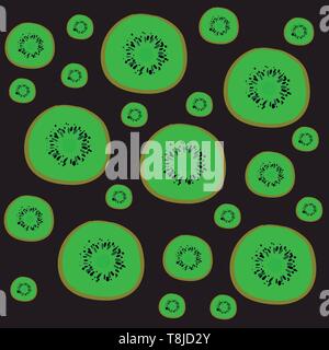 Ein wallpaper von geschnittenen Kiwi in der Nähe von einander gesetzt, sieht ziemlich, Vector, Farbe, Zeichnung oder Abbildung. Stock Vektor