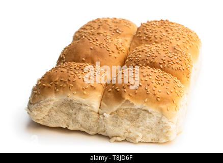 Gruppe von Sesam gesäte Hamburger Brötchen isoliert auf einem weißen Stockfoto