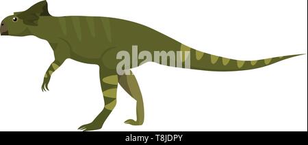 Microceratus Dinosaurier, in der Farbe grün mit hellgrünen Streifen am Schwanz und Beinen, Vector, Farbe, Zeichnung oder Abbildung. Stock Vektor