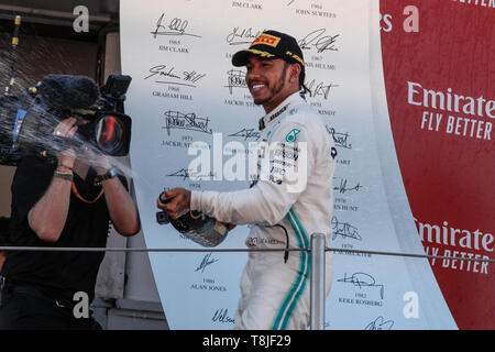 F1 Welt Champioship 2019. Grand Prix von Spanien. Barcelona, 9.-12. Mai 2019. Lewis Hamilton, Mercedes, feiern den Sieg. Stockfoto