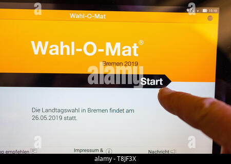 Wahl-O-Mat für die Landtagswahl in Bremen am 26. Mai 2019. Stockfoto