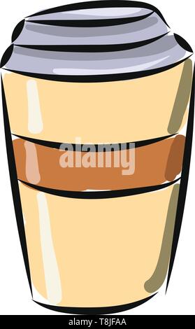 Eine Tasse Kaffee in der Farbe braun mit Blauer Deckel für Instant Kaffee, Vector, Farbe, Zeichnung oder Abbildung. Stock Vektor