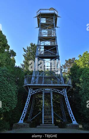 Frankreich, Haut Rhin, Mulhouse, Rebberg Hill, dem Belvedere Turm ist ein Metall Turm erbaut 1898, etwa zwanzig Meter hoch, auf den Höhen von Mulhouse Stockfoto