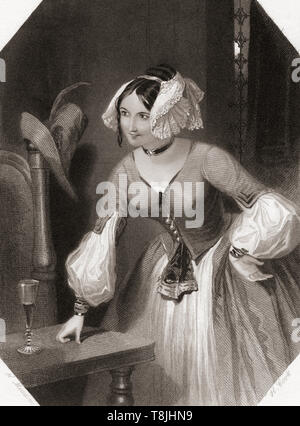 Maria. Wichtigste weibliche Figur aus Shakespeares Twelfth Night. Von Shakespeare Gallery, veröffentlicht C 1840. Stockfoto