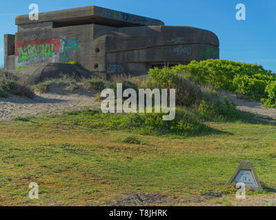 Die Bunker des deutschen Atlanitkwall Atlanticwall des 2. Weltkrieges, noch verbleibenden Geschichte im Bunker Museum von IJmuiden Holland zu sehen. Stockfoto