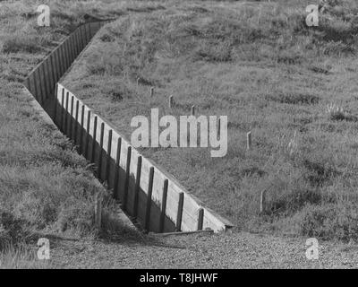 Graben der Deutschen Atlanitkwall Atlanticwall des 2. Weltkrieges, noch verbleibenden Geschichte im Bunker Museum von IJmuiden Holland zu sehen. Stockfoto