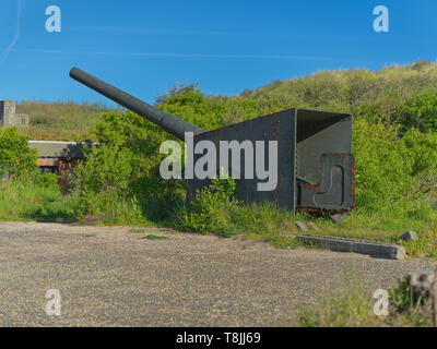 Die Bunker des deutschen Atlanitkwall Atlanticwall des 2. Weltkrieges, noch verbleibenden Geschichte im Bunker Museum von IJmuiden Holland zu sehen. Stockfoto