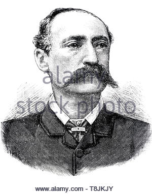 Ernest Giles Porträt, 1835 - 1897, war eine australische Forscher, führte fünf große Expeditionen in Zentral- Australien, Illustration von 1884 Stockfoto