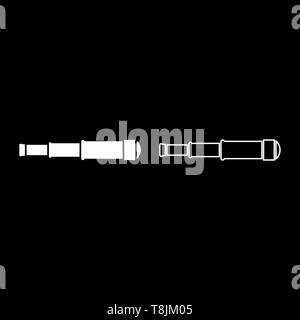 Spyglass Fernrohr Teleskop objektiv Symbol outline weiß Farbe Vektor-illustration Flat Style simple Image Stock Vektor