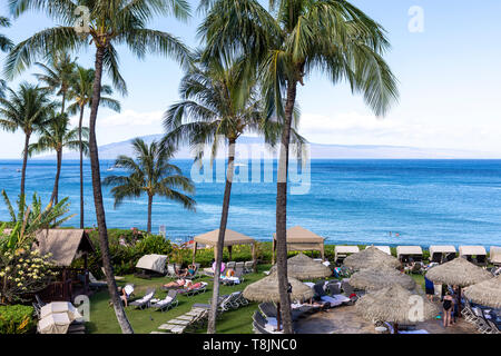 Blick auf den Pazifik vom Sheraton Hotel, Hawaii, USA. Stockfoto