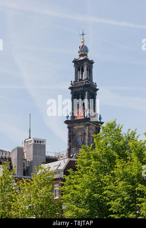 Glockenturm der Westerkerk in Amsterdam Stockfoto