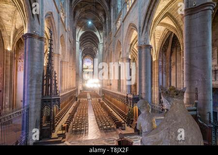 Frankreich, Aveyron, Rodez, das Chorgestühl, die Kathedrale Notre Dame, 12. Jh. in das 16. Jahrhundert Stockfoto