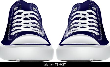 Classic Turnschuhe für Sport. Blaue Turnschuhe geschnürt Stock Vektor