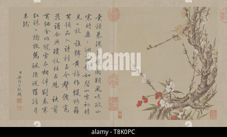 Qing Dynastie Lang leuchtende Blume und Vogel Atlas 10. Stockfoto