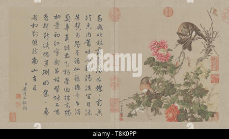 Qing Dynastie Lang leuchtende Blume und Vogel Atlas 10. Stockfoto