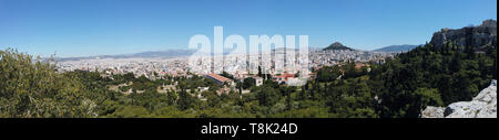 Athen, Griechenland - Mai 5, 2019: Panorama Bild eines griechischen Wahrzeichen auf der Akropolis von Athen, Griechenland. Stockfoto