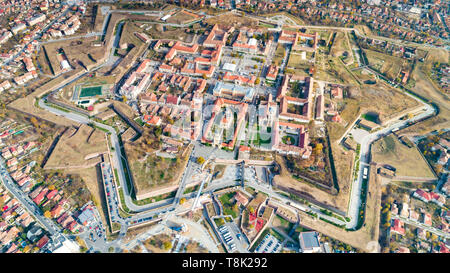 Luftaufnahme von Alba Carolina mittelalterliche Festung in Alba Iulia Stadt, Siebenbürgen, Rumänien Stockfoto