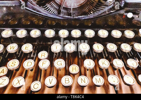 Tastatur von einer alten Schreibmaschine Stockfoto