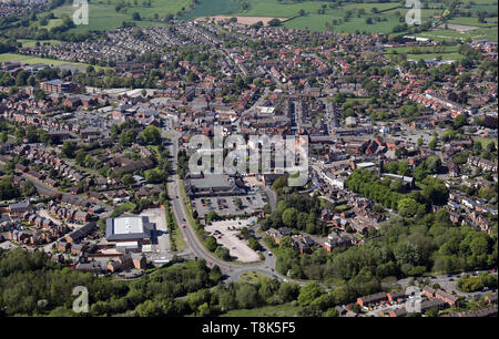 Luftaufnahme von Sandbach Innenstadt, Ost Cheshire Stockfoto