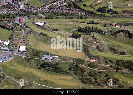 Luftbild des Royal Birkdale Golf Club & Hillside Golf Club, Southport, Lancashire, Großbritannien Stockfoto