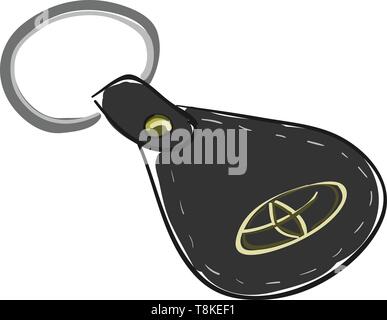 Clipart des schwarzen Leder Toyota Schlüsselanhänger mit dem Logo der Auto arbeitet vor allem als Geschenk für Autobesitzer oder Berufskraftfahrer, Vector, Stock Vektor