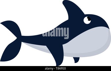 Whale ist ein sehr großes Säugetier, das Leben im Meer, die Luft zwar ein Loch oben auf den Kopf., Vector, Farbe, Zeichnung oder Abbildung atmet. Stock Vektor