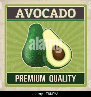 Avocado vintage grunge Retro Poster, Vektor, Abbildung Stock Vektor