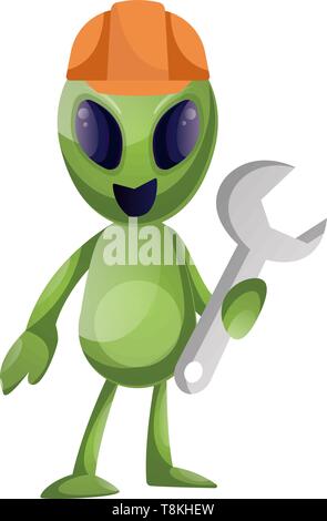 Arbeiten alien, Illustration, Vektor auf weißem Hintergrund. Stock Vektor