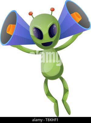 Mit großen Ohren, Illustration Alien, Vektor auf weißem Hintergrund. Stock Vektor