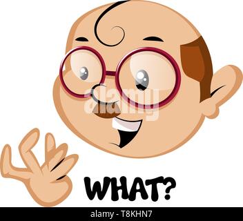 Lustige Menschen emojy whit Ein was für ein Zeichen, Illustration, Vektor auf weißem Hintergrund. Stock Vektor