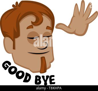 Menschliche Emoji anzeigen Good bye, Illustration, Vektor auf weißem Hintergrund. Stock Vektor