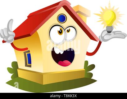 Haus ist, eine Idee zu haben, Illustration, Vektor auf weißem Hintergrund. Stock Vektor