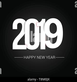 2019 Happy New Year Karte Design. Vektor neues Jahr glücklich Gruß Abbildung Stock Vektor