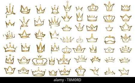 Große Sammlung von Vektor Krone Silhouetten in Vintage Style Vector Illustration Stock Vektor