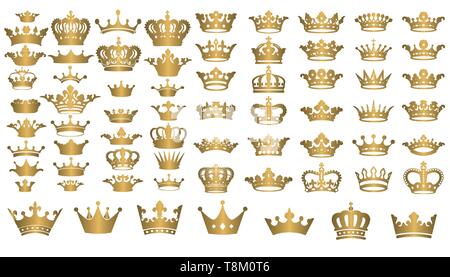 Große Sammlung von Vektor Krone Silhouetten in Vintage Style Vector Illustration Stock Vektor