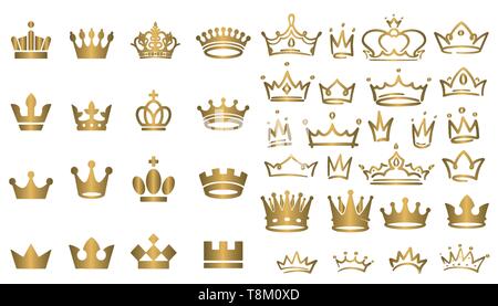 Große Sammlung von Vektor Krone Silhouetten in Vintage Style Vector Illustration Stock Vektor