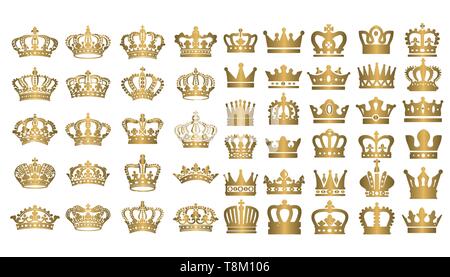 Große Sammlung von Vektor Krone Silhouetten in Vintage Style Vector Illustration Stock Vektor