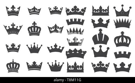 Große Sammlung von Vektor Krone Silhouetten in Vintage Style Vector Illustration Stock Vektor