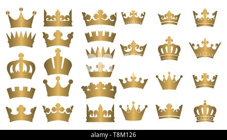 Große Sammlung von Vektor Krone Silhouetten in Vintage Style Vector Illustration Stock Vektor