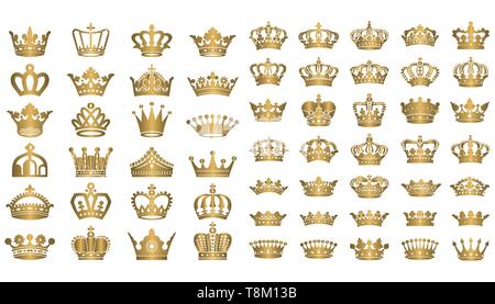 Große Sammlung von Vektor Krone Silhouetten in Vintage Style Vector Illustration Stock Vektor