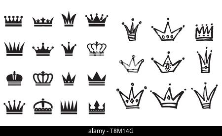 Große Sammlung von Vektor Krone Silhouetten in Vintage Style Vector Illustration Stock Vektor