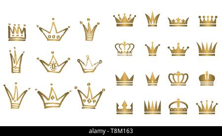 Große Sammlung von Vektor Krone Silhouetten in Vintage Style Vector Illustration Stock Vektor