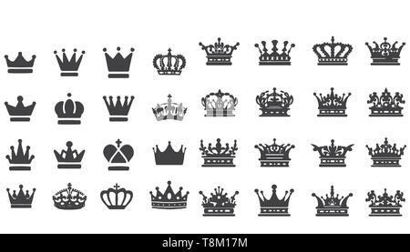 Große Sammlung von Vektor Krone Silhouetten in Vintage Style Vector Illustration Stock Vektor