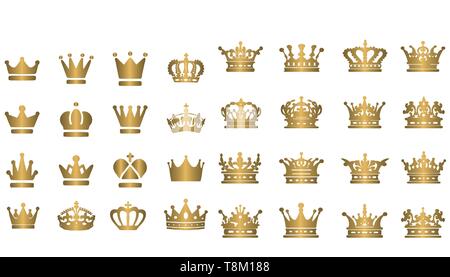 Große Sammlung von Vektor Krone Silhouetten in Vintage Style Vector Illustration Stock Vektor