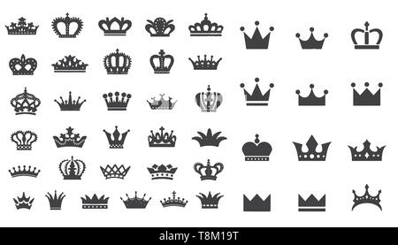 Große Sammlung von Vektor Krone Silhouetten in Vintage Style Vector Illustration Stock Vektor
