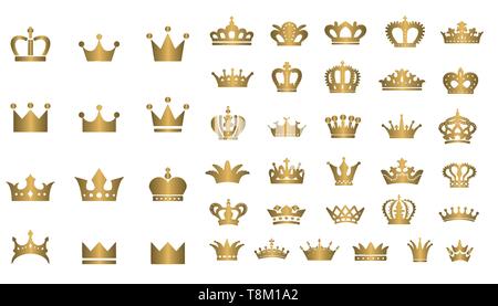 Große Sammlung von Vektor Krone Silhouetten in Vintage Style Vector Illustration Stock Vektor