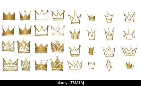 Große Sammlung von Vektor Krone Silhouetten in Vintage Style Vector Illustration Stock Vektor